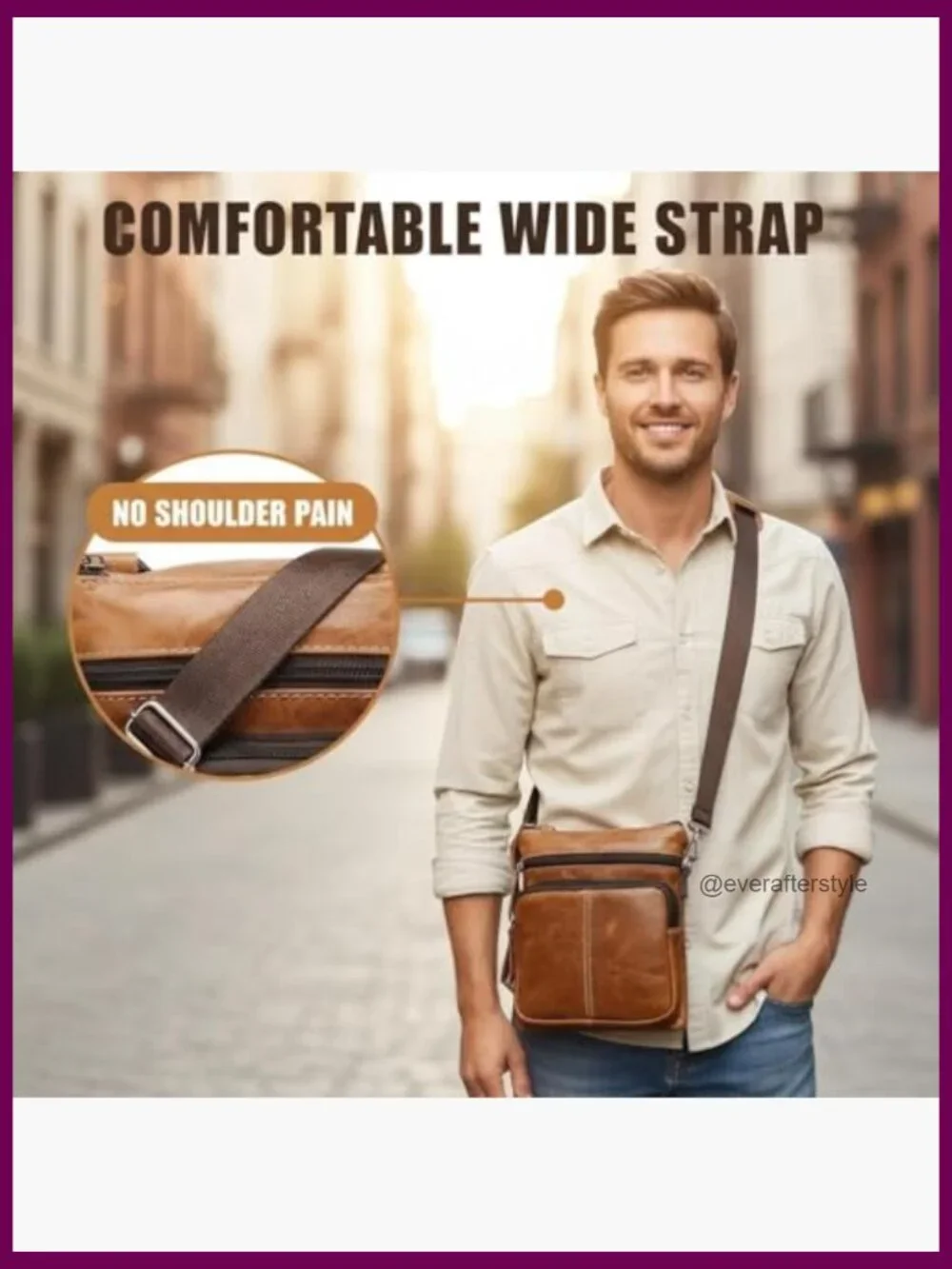 Genuine Leather Crossbody Bag for Men Compact Shoulder Pouch Messenger Purse
